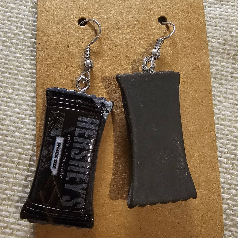 Chocolate Candy Bar Earrings - Black NWOT - Picture 6 of 7